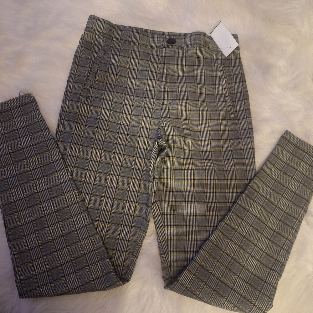 Zara Gray Plaid Skinny Pants